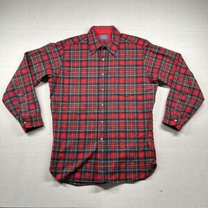 Vintage Pendleton Shirt Mens L Flannel Virgin Wool Plaid Prince Charles USA